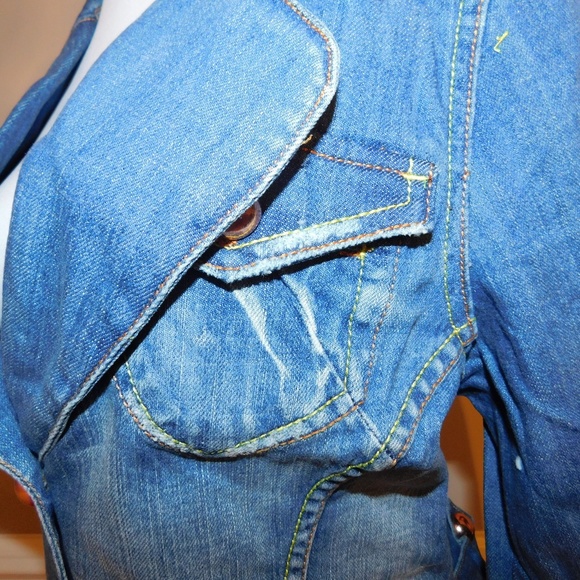 Distressed Denim Blazer - XL - BRAND NEW - Picture 6 of 8